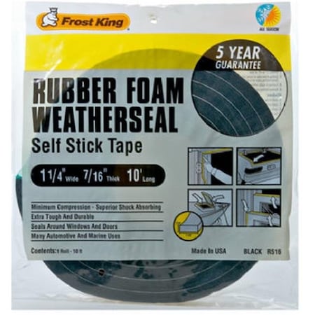 Thermwell Products Thermwell R516H 1.25 x 0.44 in. Black Foam Weather-Strip Tape 174425
